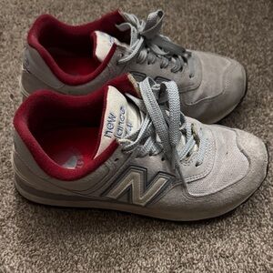 New Balance Kids Sneakers in Gray and Maroon